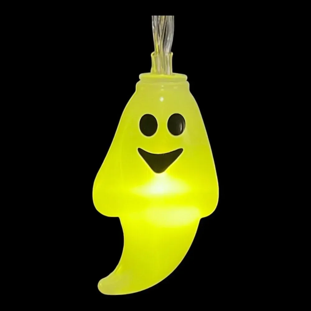 10-Light Ghost Halloween Battery String Lights Glowing Ghost Decor